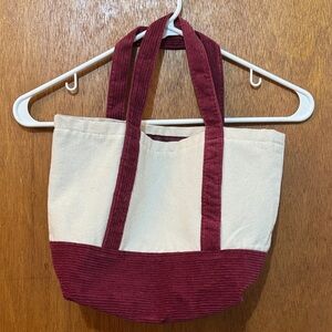 Stylish Burgundy and Cream Tote Bag